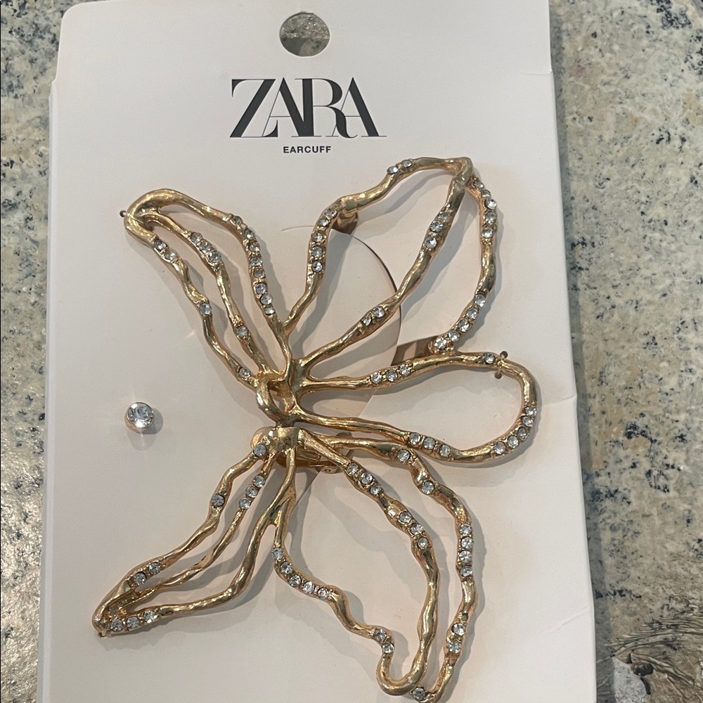 Zara Gold Butterfly Ear Cuff with Crystals Earcuff